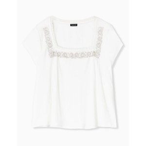 Torrid Ivory Crepe Embroidered Top Plus Size
